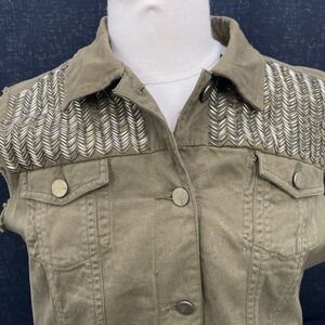 MNG ( Mango ) Denim Vest‎ Women's Size M Embellished